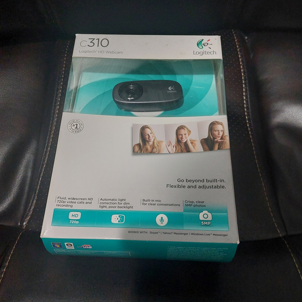 Logitech C310 HD Webcam - Black and White